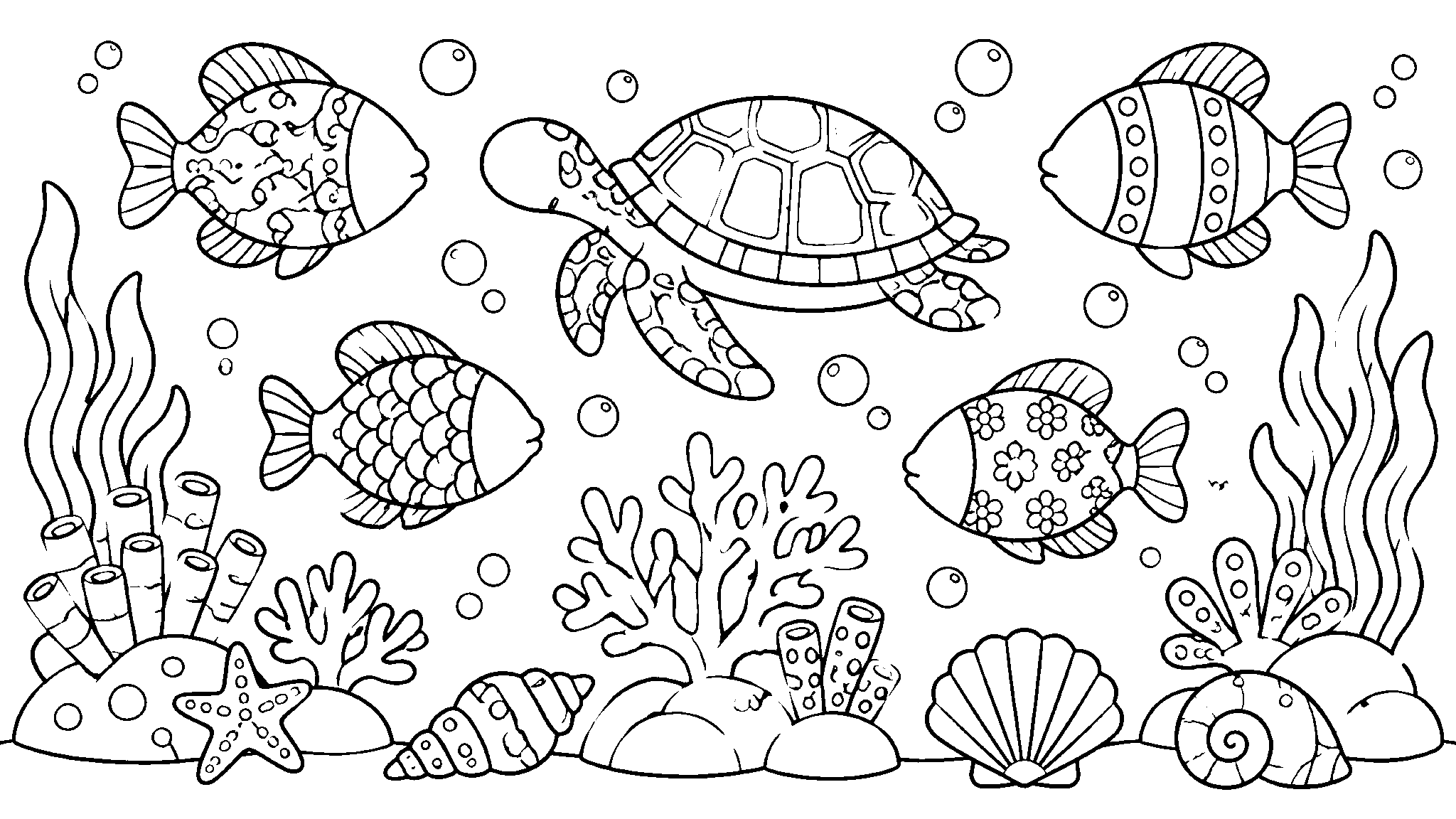 Underwater line art